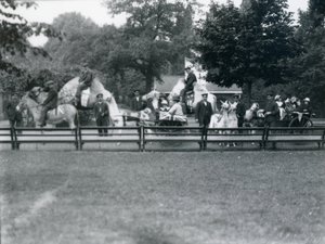 Rijdende dieren versierd voor de Vredesdagvieringen, 19 juli 1919